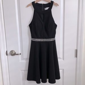 Black Embellished Fit and Flare Homecoming / Prom / Party Dress